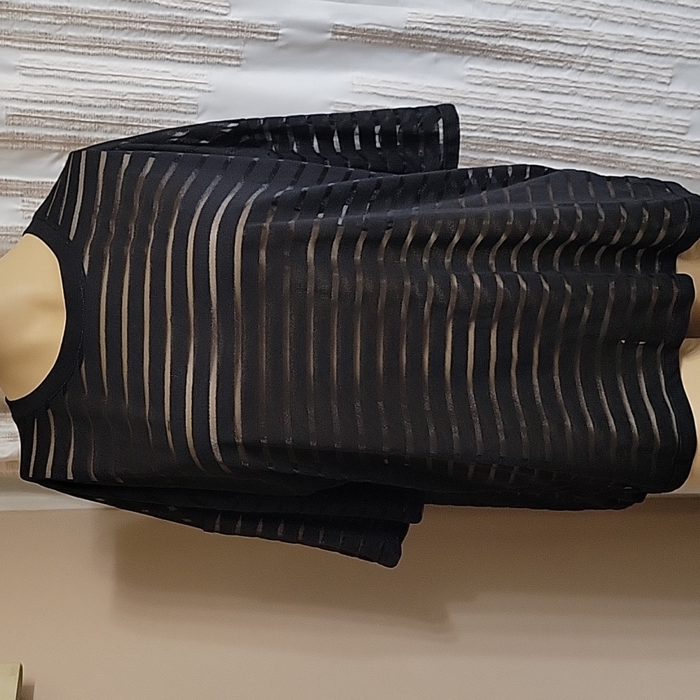 Forever 21 Black Stripped Sheer Tee! NWT!